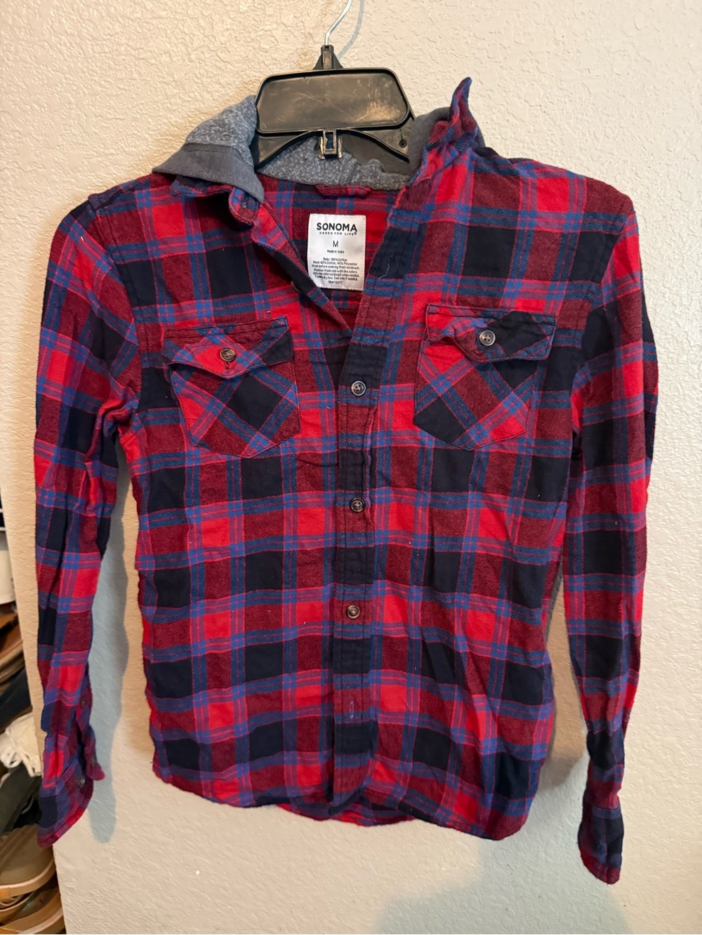 Sonoma Red & Navy Plaid Button-Down Shirt for Kids